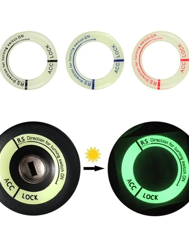 Night Luminous Car Ignition Key Ring Stickers Auto Motorcycle 3D Decals Decoration Key Fluorescent Circle