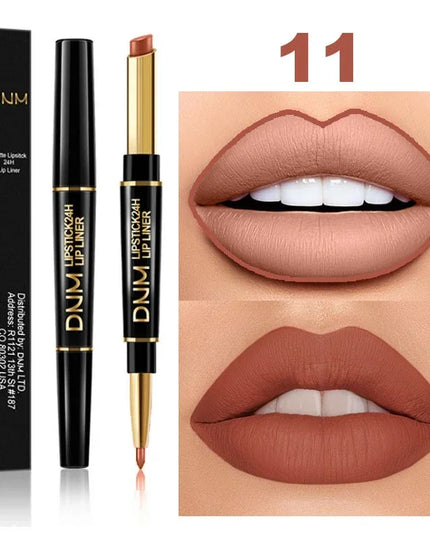 DNM Double-ended Matte Lipstick Pencil Non-stick Cup Long Lasting Lipstick Lip Liner Waterproof 2 In 1 Lip Stain Pencil Makeup