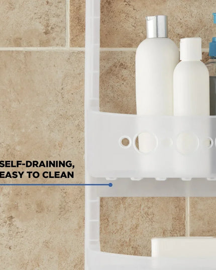 Heavy Duty Over Shower Caddy with 2 Shelves Deep Basket No Tools Needed Easy Installation Rust Resistant Bathroom Storage