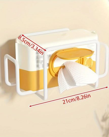 1pc Iron Wall Mount Paper Towel Dispenser Non-Drill Adhesive Wet Wipe Holder Towel Storage Box Ideal for Bathroom Kitchen Toilet
