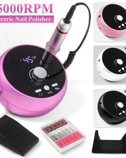 Professional Manicure Drill Machine 45000RPM Electric Nail Drill Machine White Pink Purple Nail Sander Gel Cuticle Remove