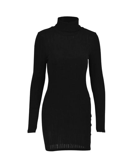 Women Dresses Elegant Party Autumn Winter New Turtleneck Long Sleeves Sexy Sheath Mini Dresses Bodycon Club Knitted Dress