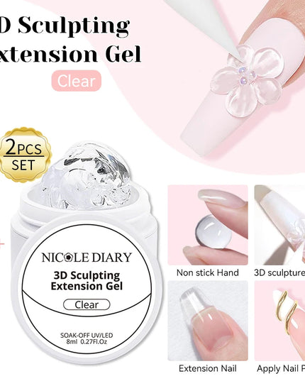 NICOLE DIARY White Non Stick Hand Extension Gel Nail Polish For 3D Shaping Carving Flower DIY Nail Art Extension Acrylic