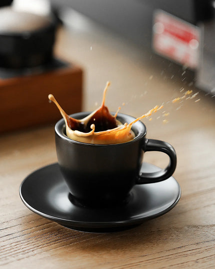 MHW-3BOMBER 80ml Ceramic Espresso Cup with Saucer Set  Latte Art Mugs Coffee Mug Professional Home Barista Tool Accessories