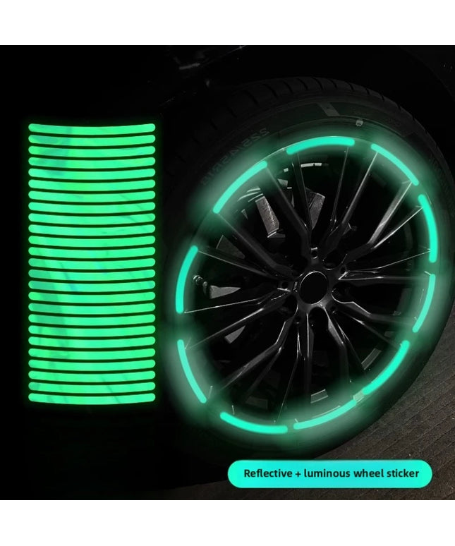 Car Wheel Hub Reflective Stripes Sticker Driving Safety Tire Decor Warning Sticker Warning Reflective Tape Car Accessories