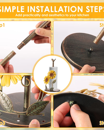 Sunflower Iron Roll Paper Towel Holder Bathroom Tissue Vertical Stand Kitchens Toilet Storage Countertop Accessories