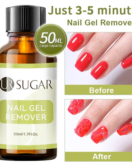 UR SUGAR 50ML 50ml Nail Gel Remover 3-5 Mins Fast Remover Magic Nail Gel Polish Soak Off UV LED Nail Art Base Gel Top Coat Manic