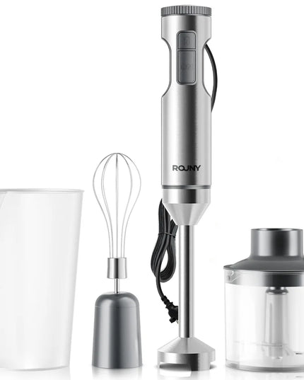 Hand Immersion Blender 1000W Powerful 4-in-1,Stainless Steel Stick Food Mixer,700ml Mixing Beaker,500ml Processor,Whisk