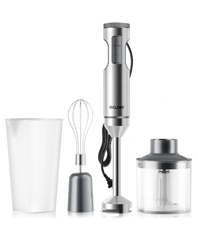 Hand Immersion Blender 1000W Powerful 4-in-1,Stainless Steel Stick Food Mixer,700ml Mixing Beaker,500ml Processor,Whisk