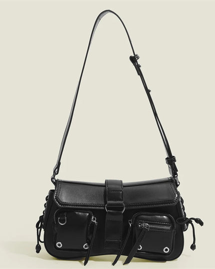 Goth Punk Cool Women's Underarm Bag Hot Girls Shoulder Bags Fashion Design PU Leather Female Handbags Tote Purse with Zipper