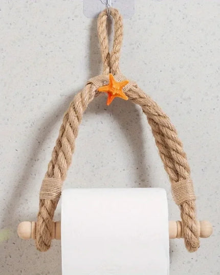 1PC Mediterranean Style Hand-woven Paper Roll Holder Bathroom No-punch Toilet Paper Holder Living Room Paper Roll Storage Shelf