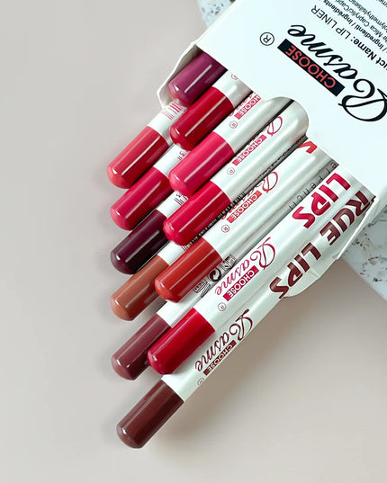 12 pcs Long-Lasting Lipstick Set with Professional Lip Liner Pencil and Matte Lip Gloss for Women Valentine's Day Gifts
