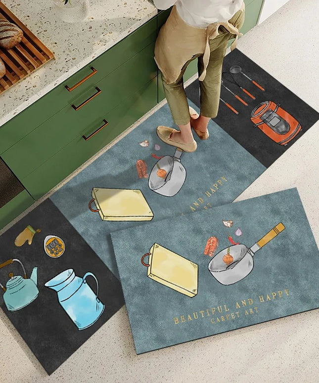 Non-slip Kitchen Mat Long Rugs Crystal Velvet Carpet for Living Room Absorbent Foot Mats Bedroom Doormat Alfombra Small Rugs