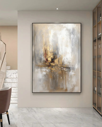 Abstract Gold Beige Handmade Oil Paintings Oil Painting Art Abstract Wall Decor Modern Art Gray Abstract Art Gold Foil Pictures