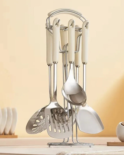 7pcs stainless steel spatula soup spoon kitchenware set cooking spatula kitchen supplies ceramic handle Nordic kitchen tools