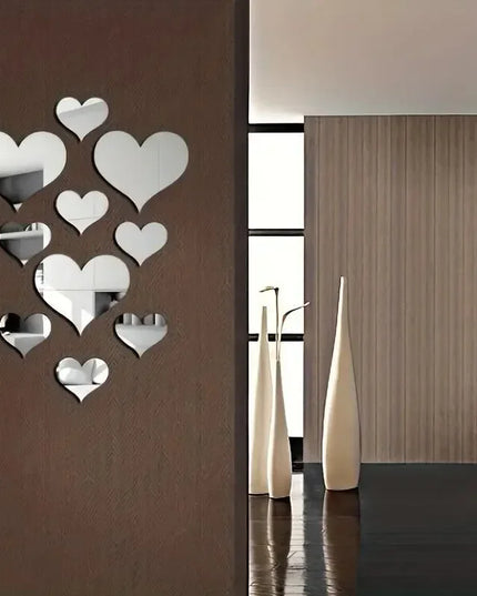 1Set 3D Love Hearts Mirror Wall Sticker Decal Wall Art Removable Wedding Decoration Kids Room Decoration Toilet Table Stickers