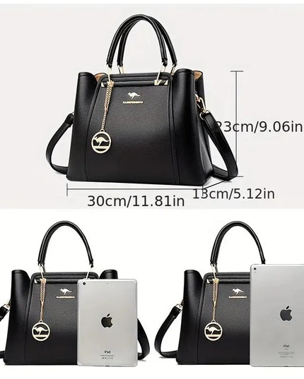 Fashion Women Soft PU Leather Handle Handbag Designer Shoulder Crossbody Bag Ladies Large Capacity Shopping Messenger Tote Bag