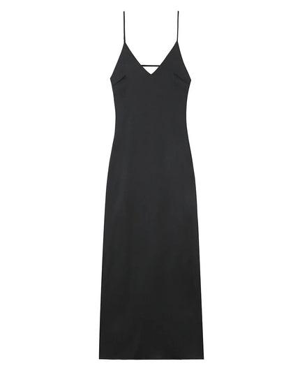 HH Pink Stain Sling Dresses Women Elegant V Neck Sleeveless Backless Slim Long Dress 2025 Summer Lady Party Holiday Dress