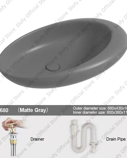 Nordic-style Hotel Countertop Basin Fashionable Art Bathroom Sink Egg-shaped Ceramic Sinks Various Styles Home Balcony Washbasin