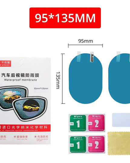2Pcs Car Sticker Rainproof Film For Car Rearview Mirror Car Rearview Mirror Not Fog Rain Film Clear Sight In Rainy Days Car Film