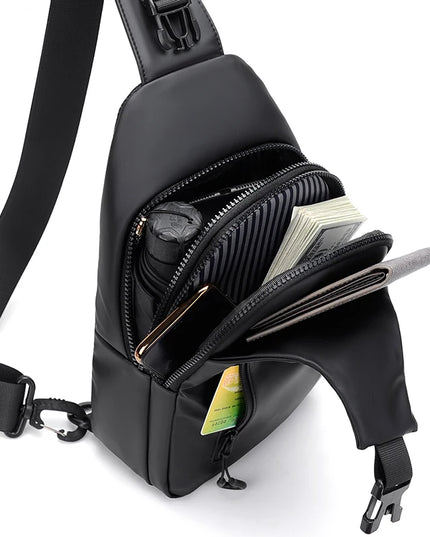 Multifunctional chest bag, men's cross bag with USB charging port and adjustable shoulder strap, suitable for daily commuting