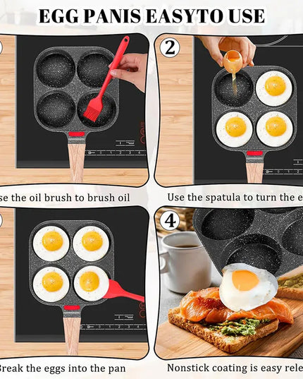 Deepened Egg Frying Pan with Lid 4-Cup Nonstick Granite Omelette Pan Skillet Pancake Pan Healthy Breakfast Egg Cooker Pan