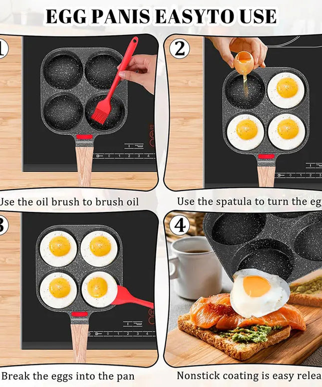 Deepened Egg Frying Pan with Lid 4-Cup Nonstick Granite Omelette Pan Skillet Pancake Pan Healthy Breakfast Egg Cooker Pan