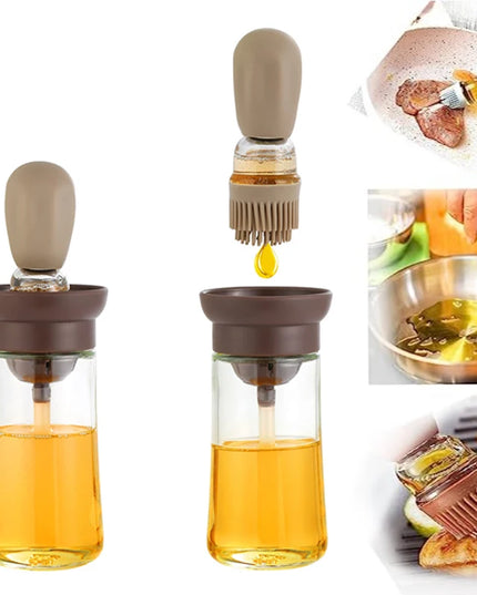 Portable Kitchen Oil Bottle Silicone Brush Control Quantitative With Barbecue Spray Bottle For BBQ Cooking Baking Oil Dispenser