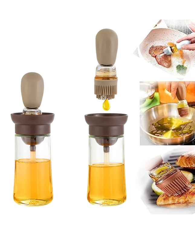 Portable Kitchen Oil Bottle Silicone Brush Control Quantitative With Barbecue Spray Bottle For BBQ Cooking Baking Oil Dispenser