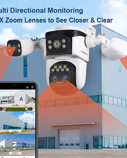 LS VISION 20mp 3 Screens Outdoor Surveillance Camera Wifi Camera 10X Zoom  10k PTZ Auto Tracking Two-way Audio Cctv Cam