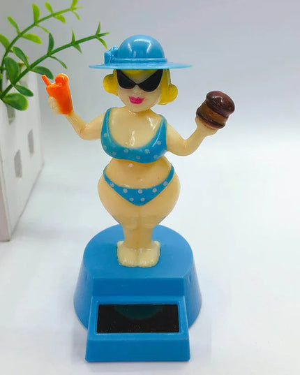 1 pc Car Decoration Solar Decoration Bobblehead Doll Cartoon RichWoman Modeling Decoration Gift Creative Interior Car Supplies