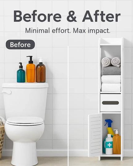 Bathroom toilet furniture cabinet, white wooden cabinet shelf, paper towel storage rack, bathroom storage rack