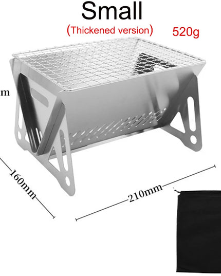 Portable Folding Barbecue Grill Heating Stoves Multifunction Camping BBQ Grill Rack Net Firewood Stove Stainless steel BBQ Grill