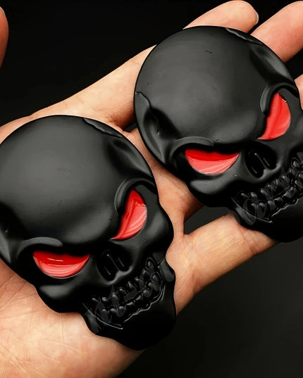 2pcs Skull Pirate Skeleton Buccaneer Head Skull 3D Metal Car Body Sticker Auto Rear Emblem Badge Decal