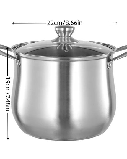 1pc Large Stainless Steel Stock Pot - Ideal for Soups, Stews, and More - Durable, Easy to Clean - Essential Kitchen Gadget