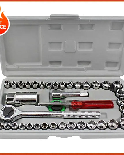 New 40Pcs/Set Car Vehicle Tool-box Socket Wrench Combination Repair Hand Tools Kit  Auto Repairing Tool Set