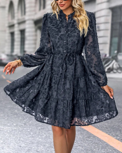 JIM & NORA  Autumn Maxi Dress For Women Casual Hollow Crochet Bohemian Long-Sleeve Loose Beach Robe Ladies Holiday Fall Vestidos