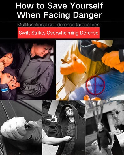 Multifunction Tactical Pen Self Defense Emergency Survival Tool Glass Breaker Tungsten Steel Writing Pen Outdoor Rescue Escape