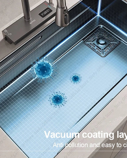 304 Stainless Steel Kitchen Sink Black Single Bowl Thickened Material Wear-Resistant Vegetable Workstation Drainage Accessories