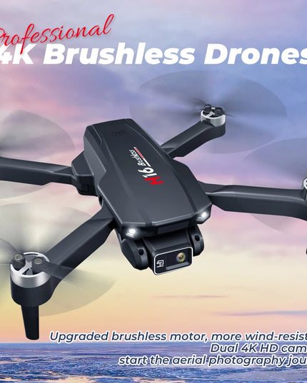 KBDFA New Drone H16 GPS Professional Dual Camera Dron Quadcopter Brushless Aerial Photography Laser Obstacle Avoidance RC Toy