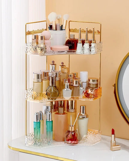 1Pc/Bathroom Cosmetic Rotating Storage Rack Desktop Cosmetic Organizer Shelf Toiletries Multi-Layer Storage Tray