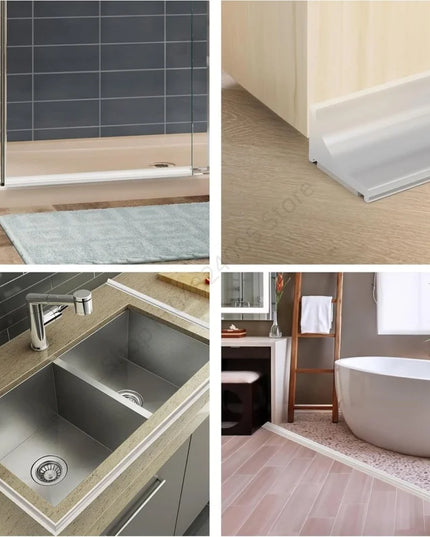 Self-Adhesive Silicone Bathroom Retention Water Retaining Strip Bendable Bathroom Door Washing Machine Shower Dam Barrier