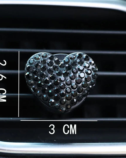 Heart-shaped Car Air Outlet Perfume Clip Rhinestone Car Air Conditioning Air Outlet Perfume Decoration Clip Car Auto Accessories