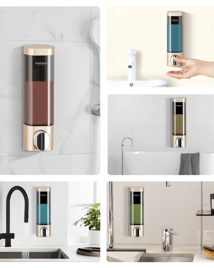 Wall Mounted Shampoo and Conditioner Dispenser, Shower Dispenser, 1 Chamber No Drill