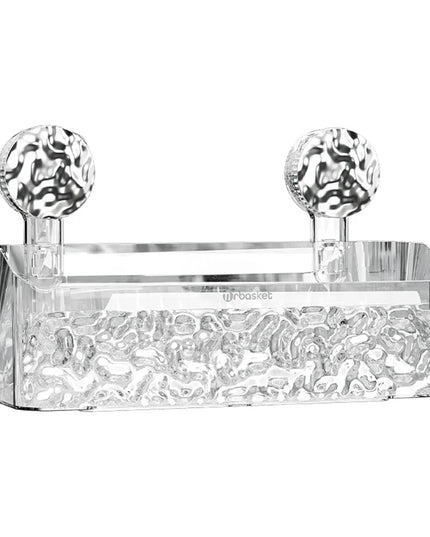 Bathroom Shelf Wall Mounted Non Perforated Suction Cup Storage Basket With Glacier Pattern For Home Storage Products