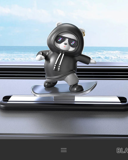 New Dashboard Car Decorations Skateboard Bear Magnetic Parking Number Plate Creative Car Cartoon Interior Interior Accessories