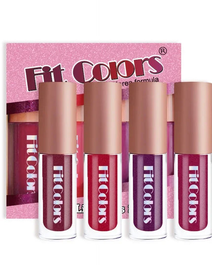 4Pcs/Set Metallic No-stick Cup Lip Gloss Pearly Diamond Fine Glitter Matte Moisturizing Waterproof Lip Glaze Liquid Lipstick Kit