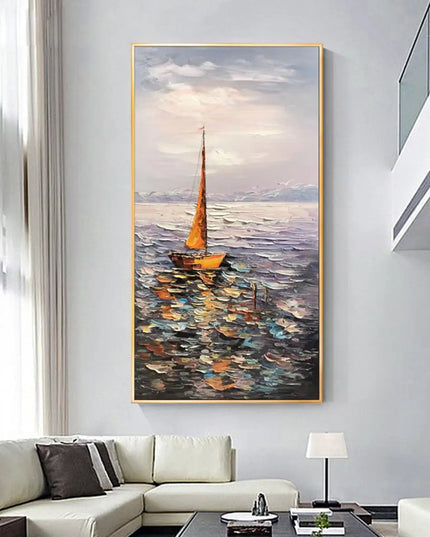 Beach Art Australia Large Boats Ocean Art Coastal Art Beach Oil Painting Hand Painted Ocean Thick Texture Modern Home Wall Art