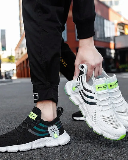 Men Casual Sport Shoes Breathable Lightweight Sneakers Outdoor Mesh Black Running Shoes Athletic Jogging Tenis Walking Shoes