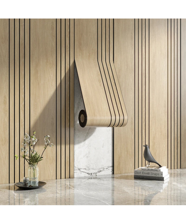 Thickened Roll 3D Stereo Grille Wood Veneer Wall Panel Self-Adhesive Wallpaper Decoration Living Room Background Wall Wall Sticker DIY Cutting